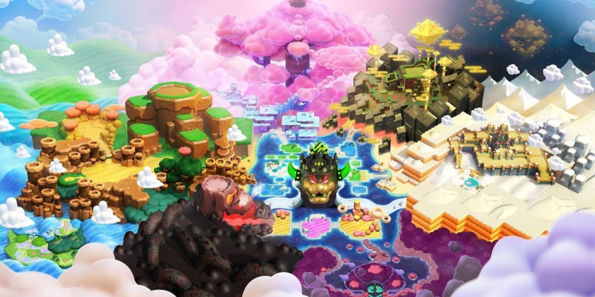 The World Map Of The Flower Kingdom With Bowser In The Center