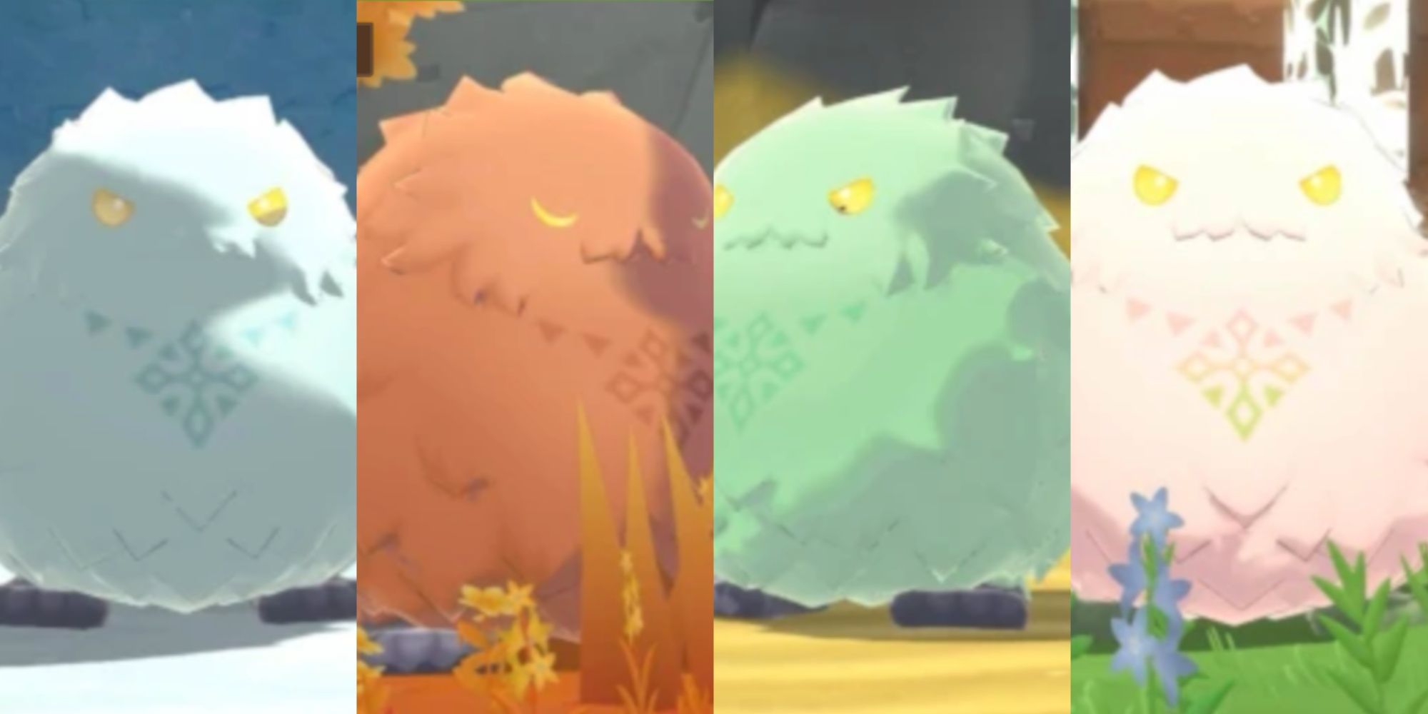 the four different types of Sasquatch: Zimagrad left, Herbstburg middle left, Lilikalala middle right, Lectenbury right