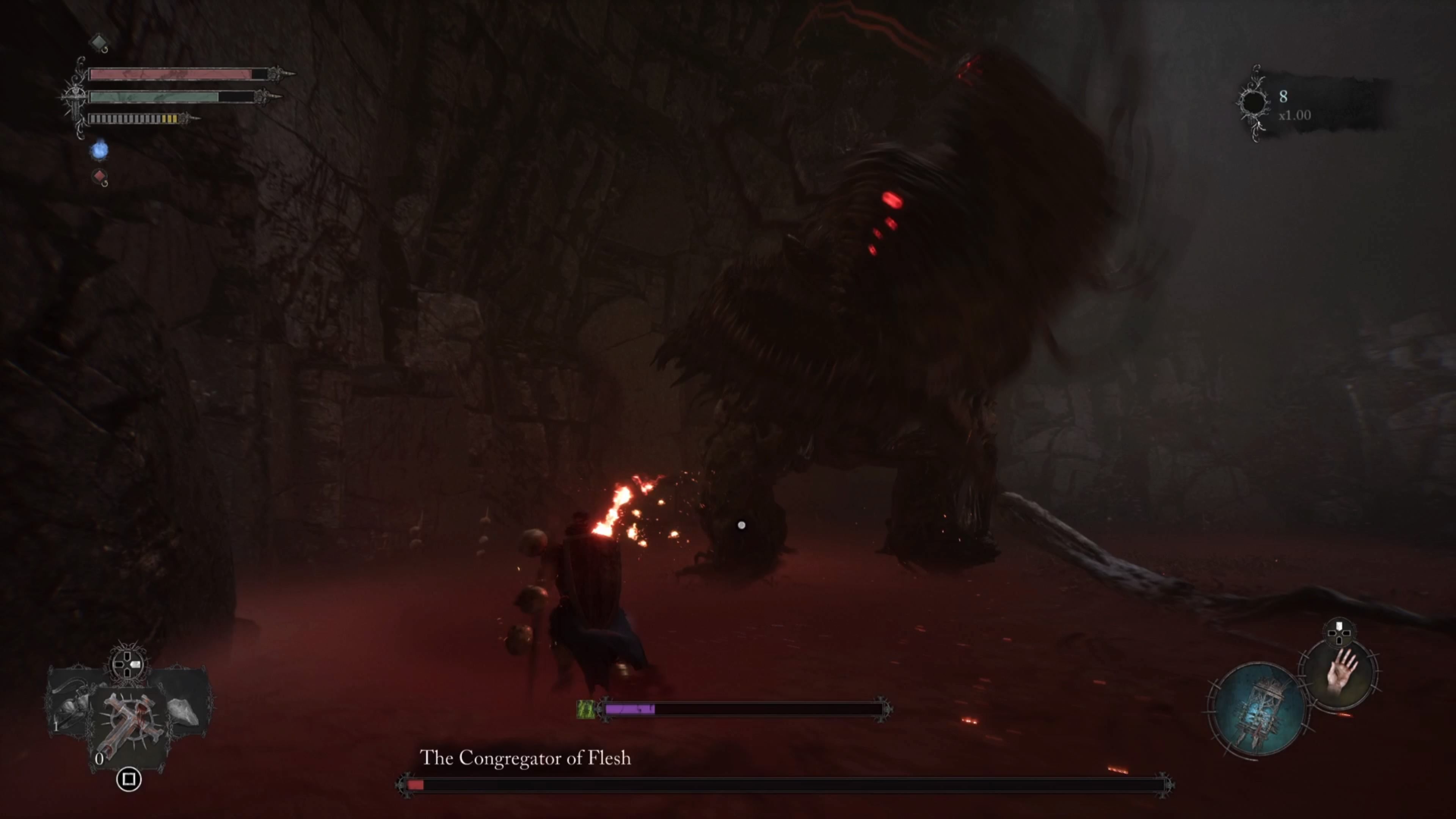 Congregator of Flesh Boss Charged Mouth dash attack in Lords of the Fallen