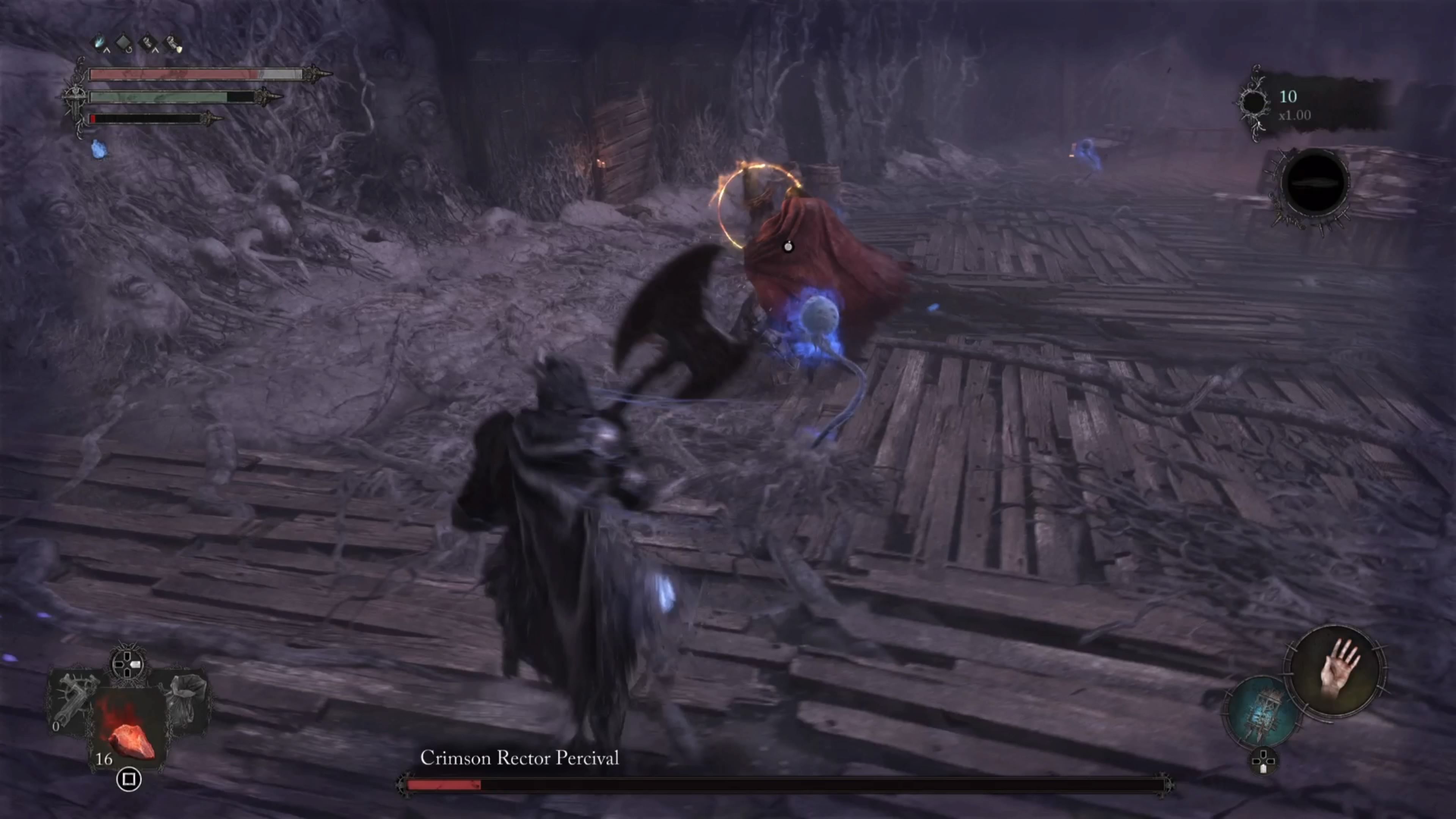Crimson Rector Percival Boss protected by Umbral entity in Lords of the Fallen