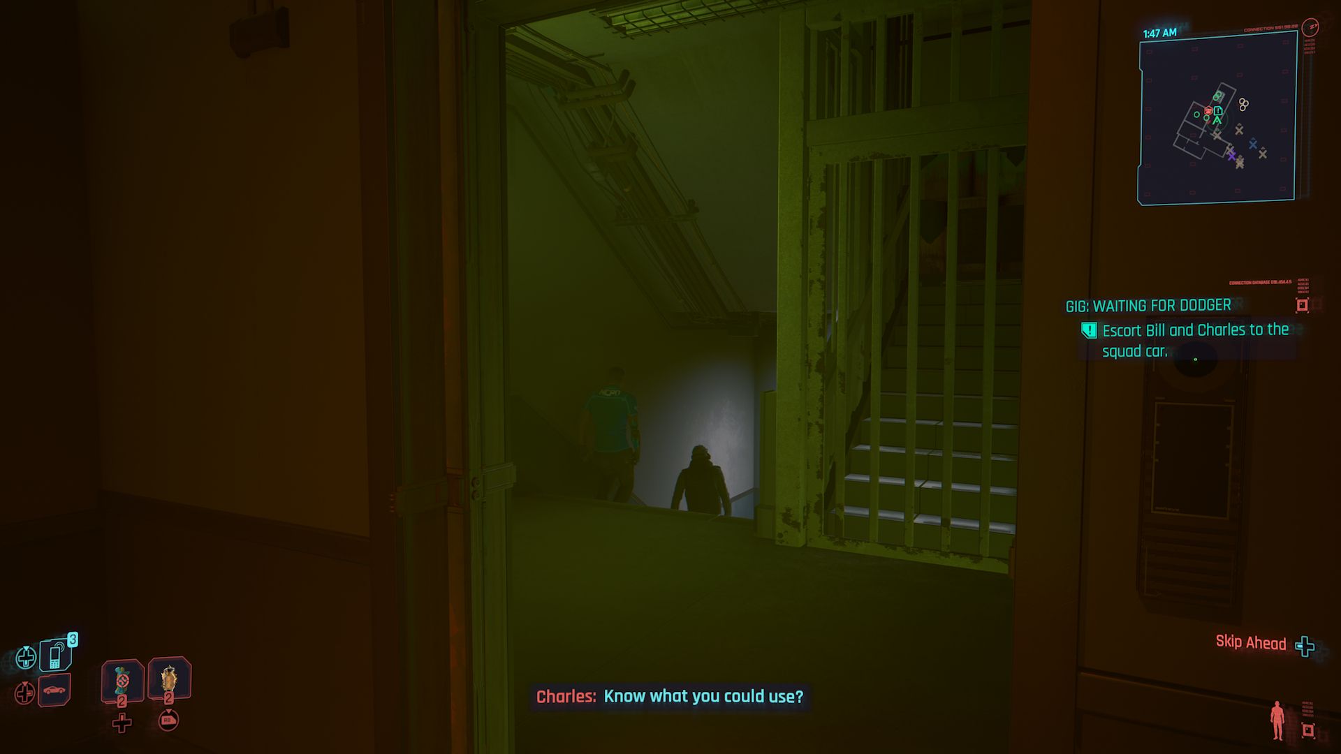 Cyberpunk 2077 Phantom Liberty Screenshot Of Bill And Charles Walking Down The Stairs