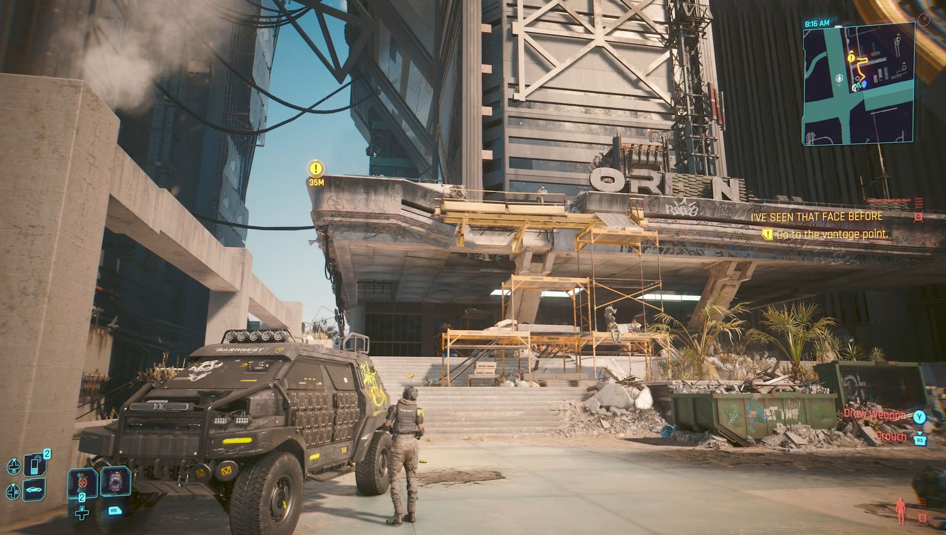 Cyberpunk 2077 Phantom Liberty Screenshot Of Scaffolding Up To Vantage Point