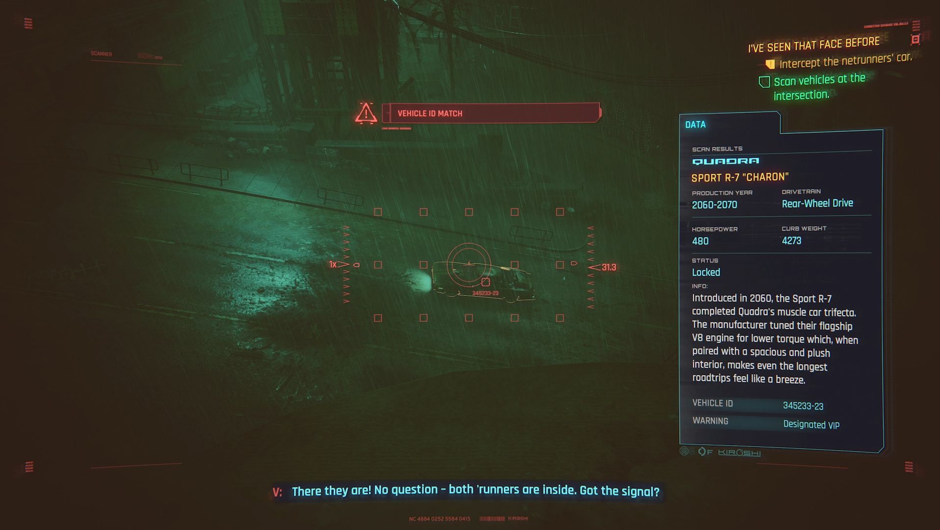 Cyberpunk 2077 Phantom Liberty Screenshot Of Player scanning Twins' Car