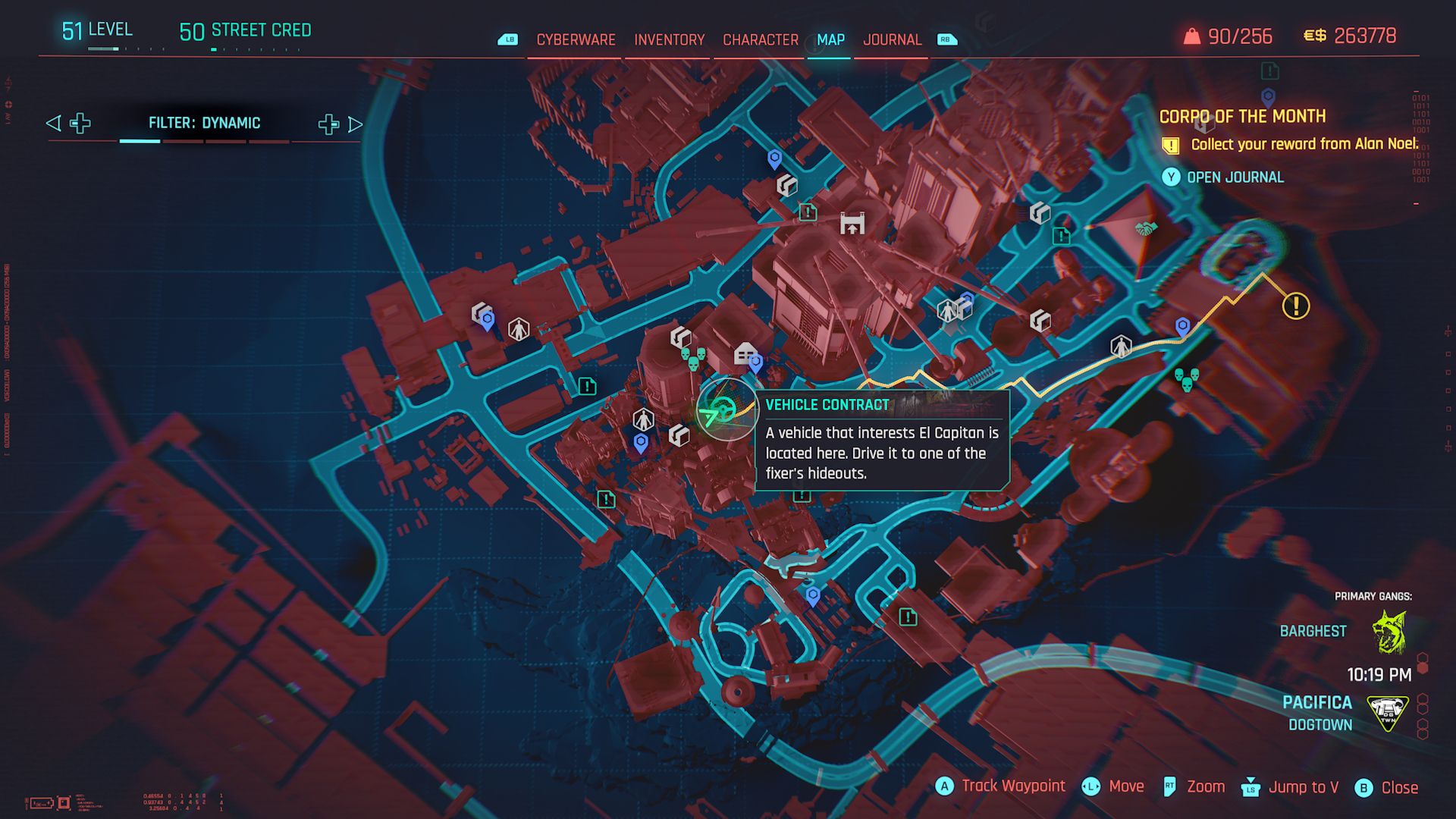 Cyberpunk 2077 Phantom Liberty Screenshot Of Steering Wheel Logo On Map