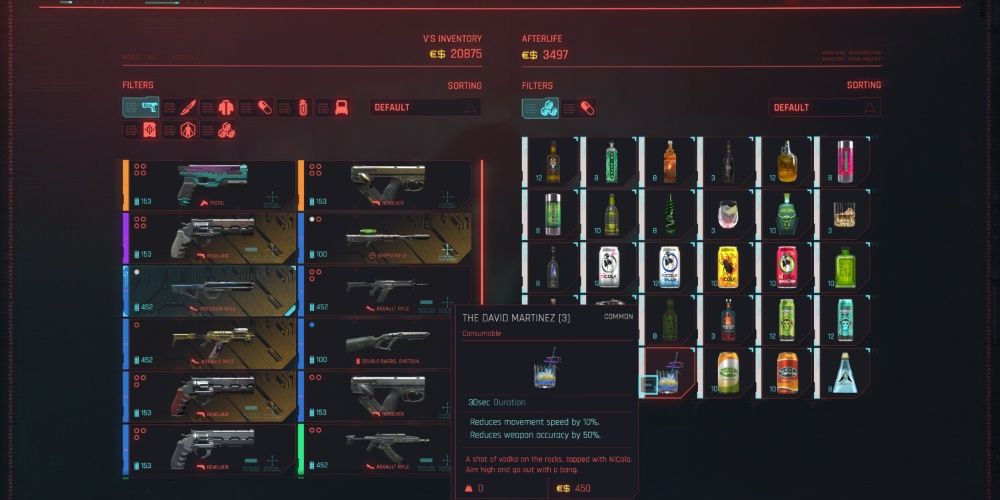 Cyberpunk 2077, Screenshot Of David’s Drink At The Afterlife Bar