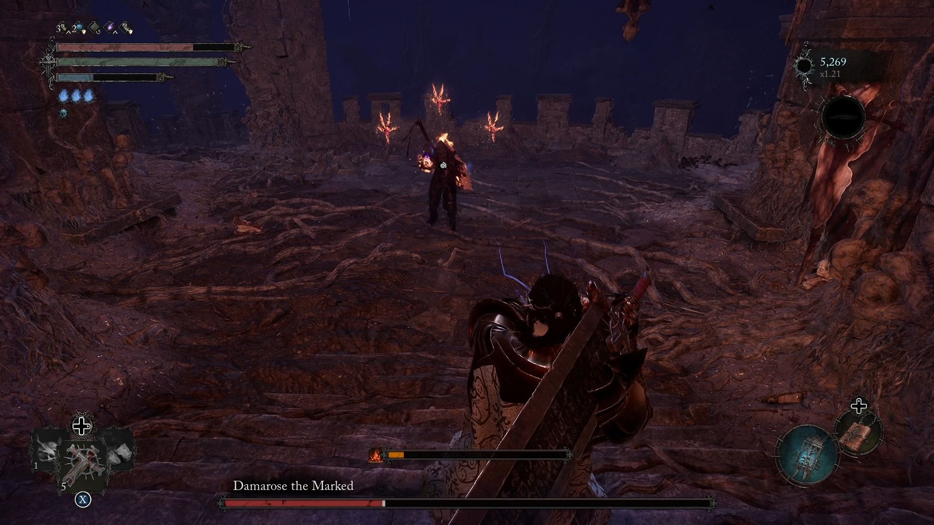 Damarose The Marked has summoned three marks that are hovering over her head Lords of the Fallen