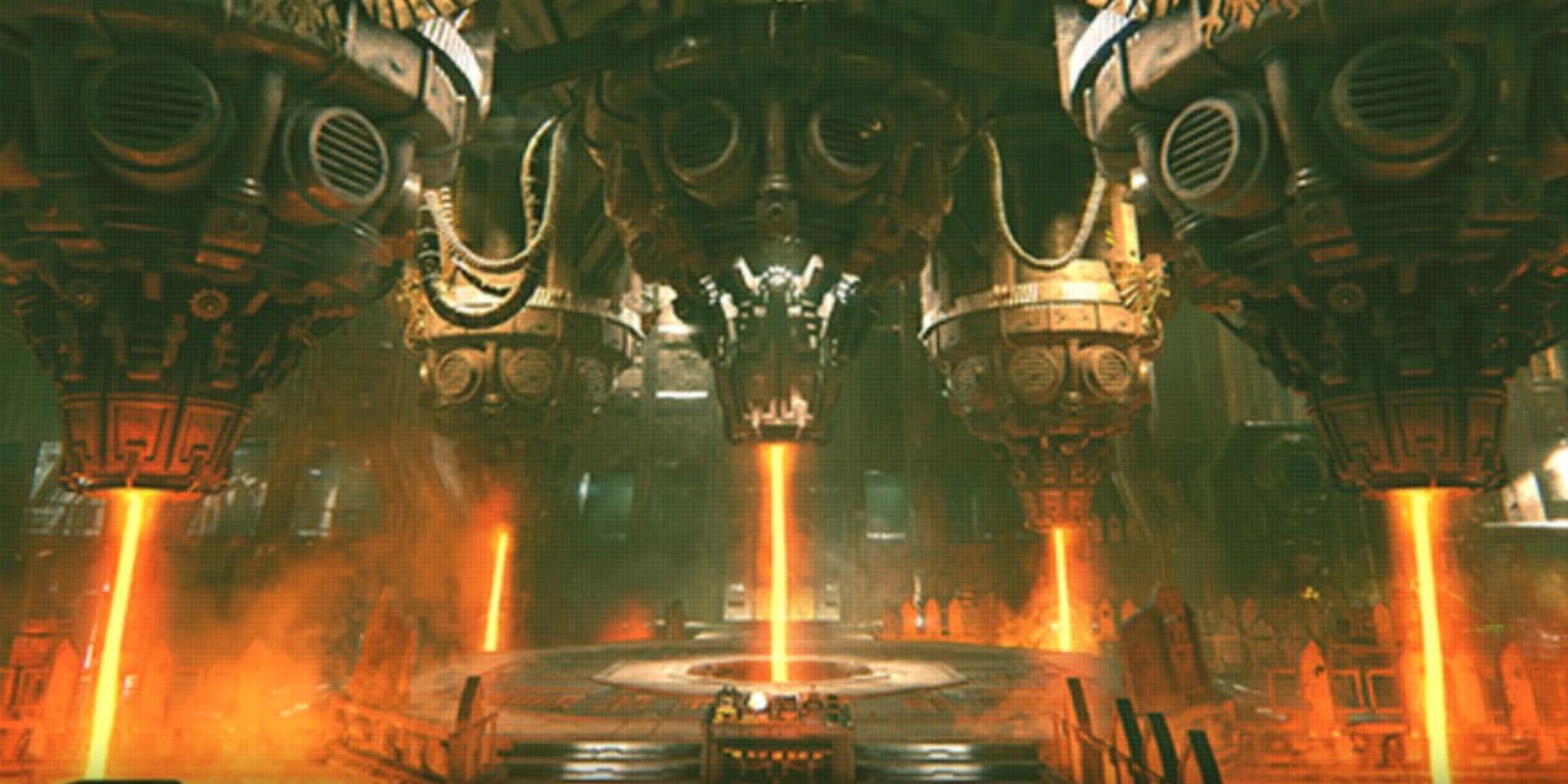 darktide smelter complex with molten metal flowing from ceiling