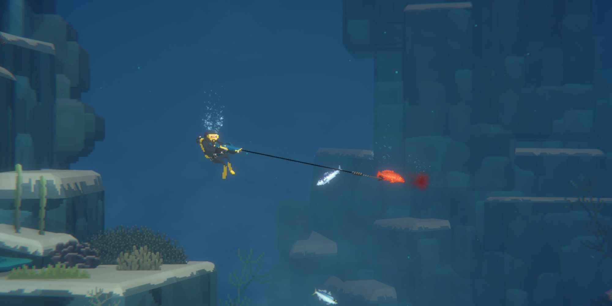 Dave the Diver catching Coral Trout.