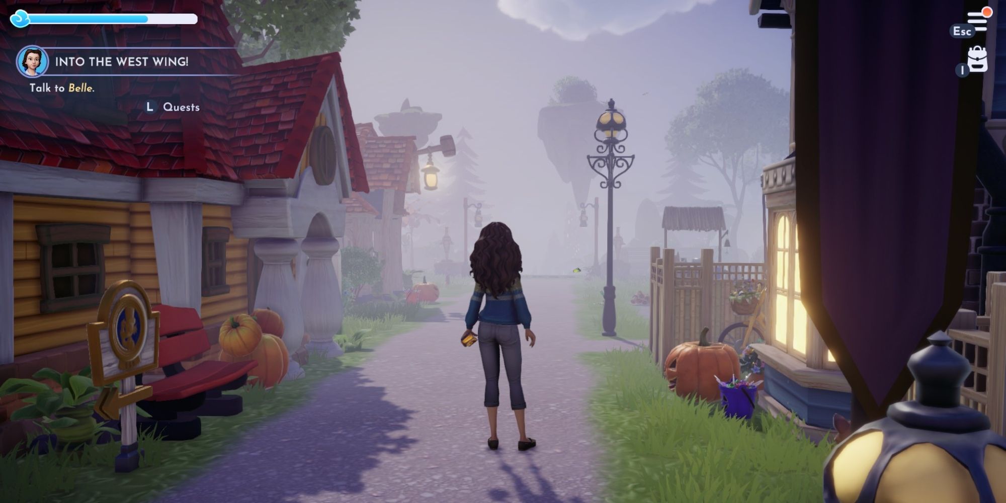 Disney Dreamlight Valley Pumpkins by Houses In Fog