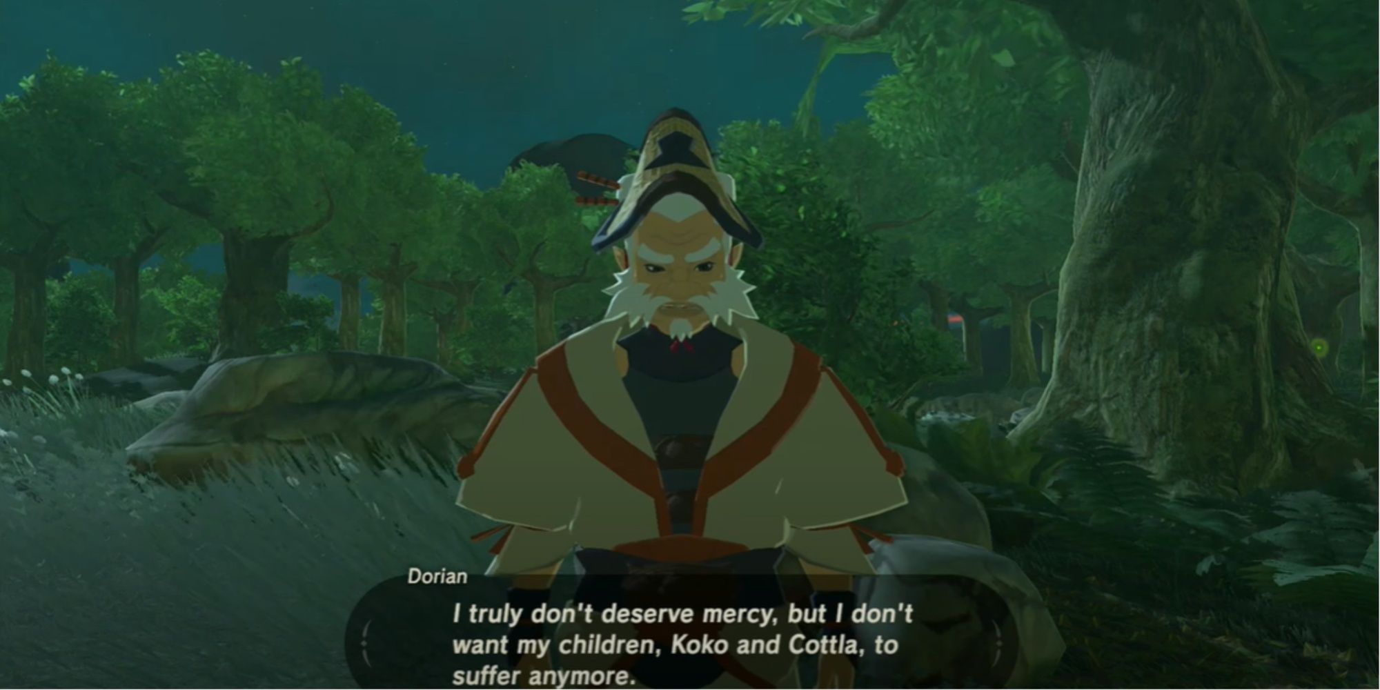 Dorian speaking about his children in Breath of the Wild