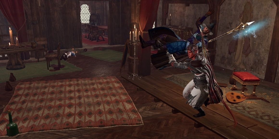 Karlach picking up and throwing Gale in Baldur's Gate 3.