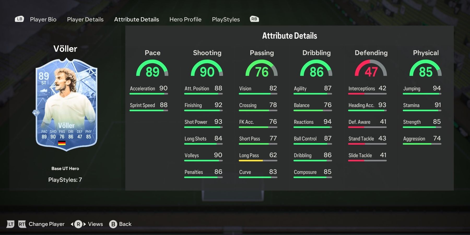 Hero Rudi Voller's attributes in EA Sports FC 24.