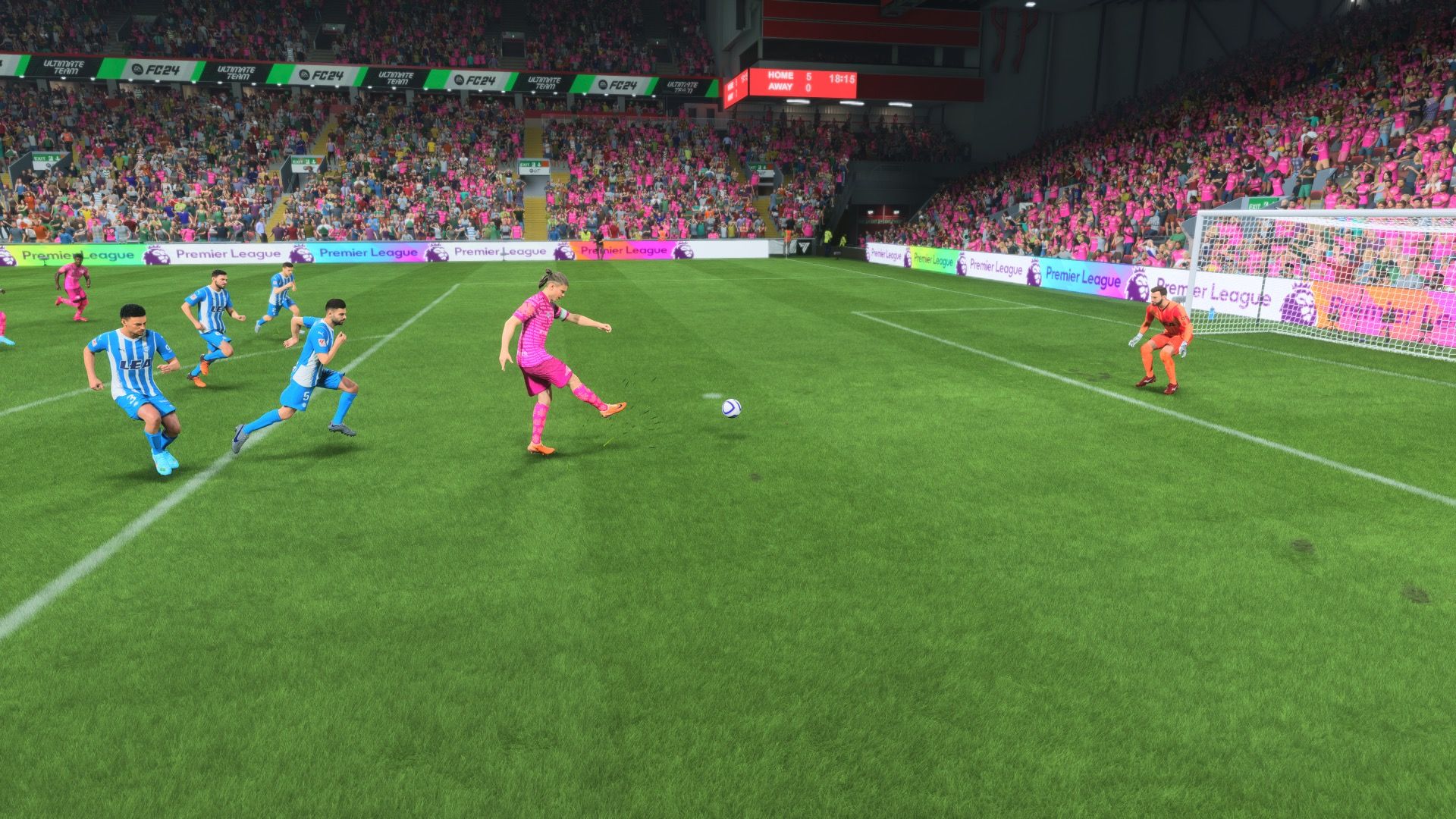 Erling Haaland does a power shot in EA Sports FC 24.