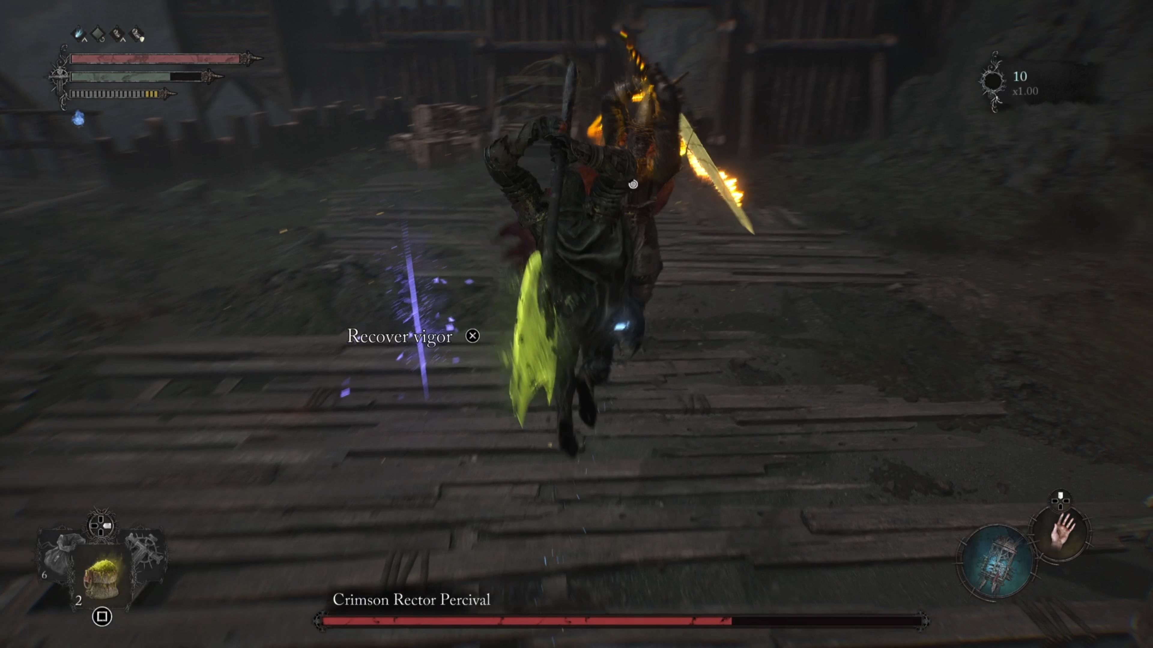 Fighting Crimson Rector Percival Boss phase 1 in Lords of the Fallen 