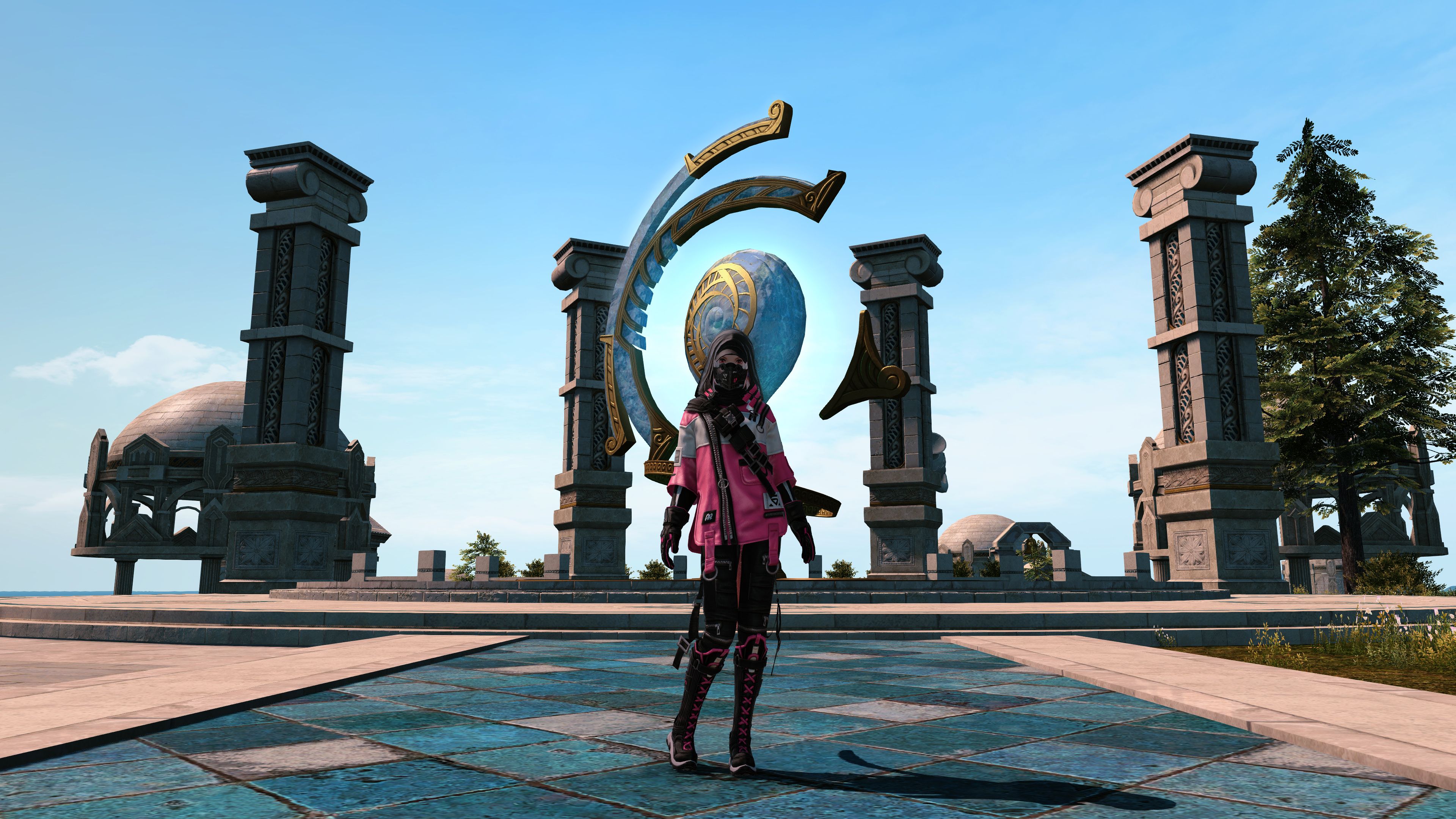 A Miqo'te wearing the stylish Model C-2 Tactical Attire in Final Fantasy 14