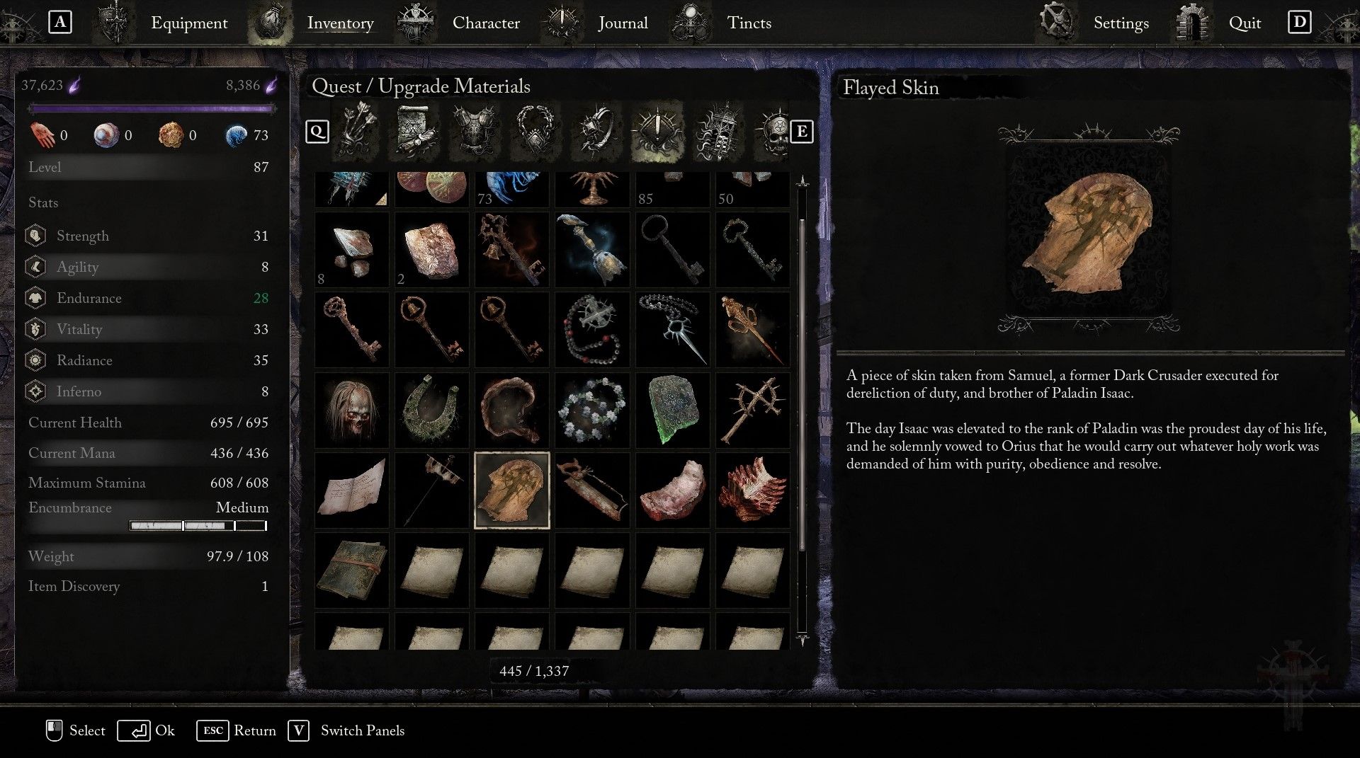 Flayed Skin item description Lords of the Fallen