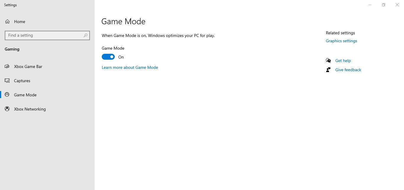 game mode windows settings