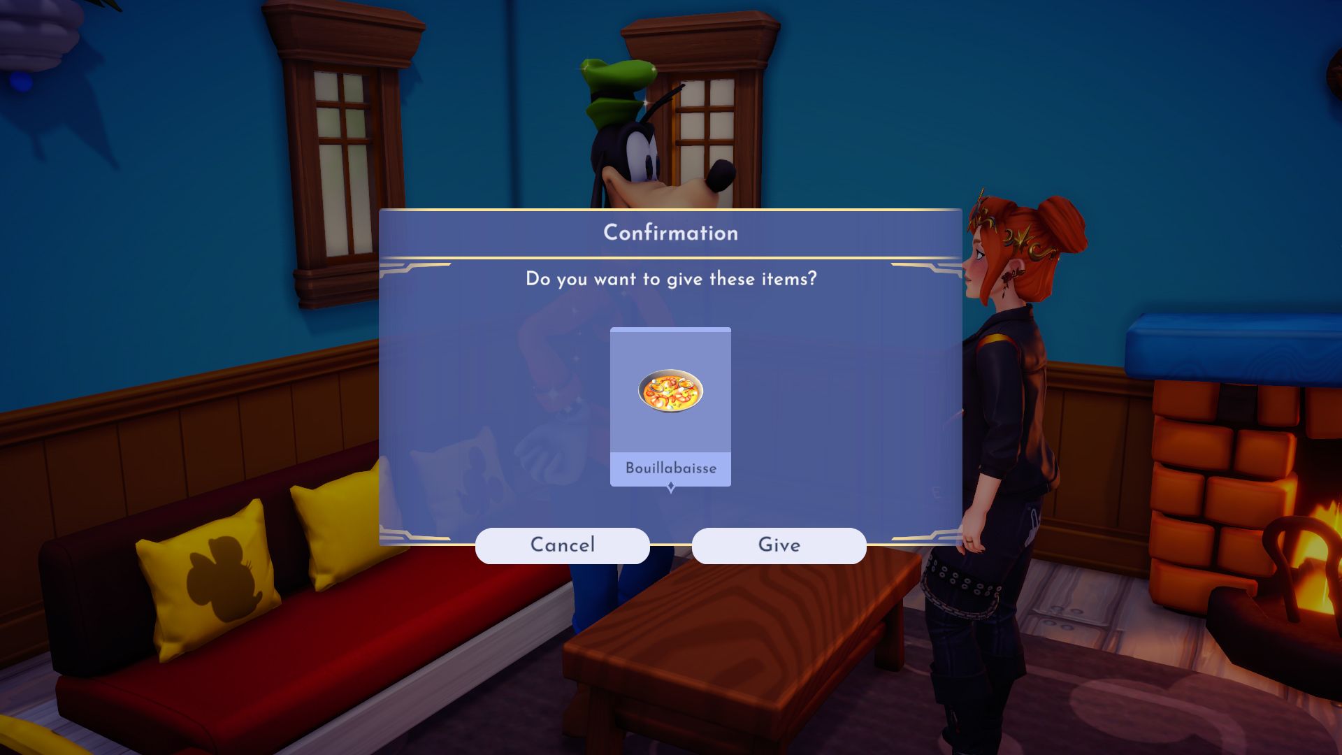 Giving Fresh Bouillabaisse to Goofy in Disney Dreamlight Valley