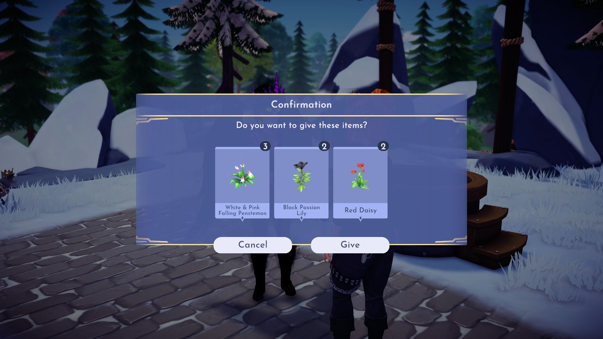 Giving the flowers to the Forgotten in Disney Dreamlight Valley