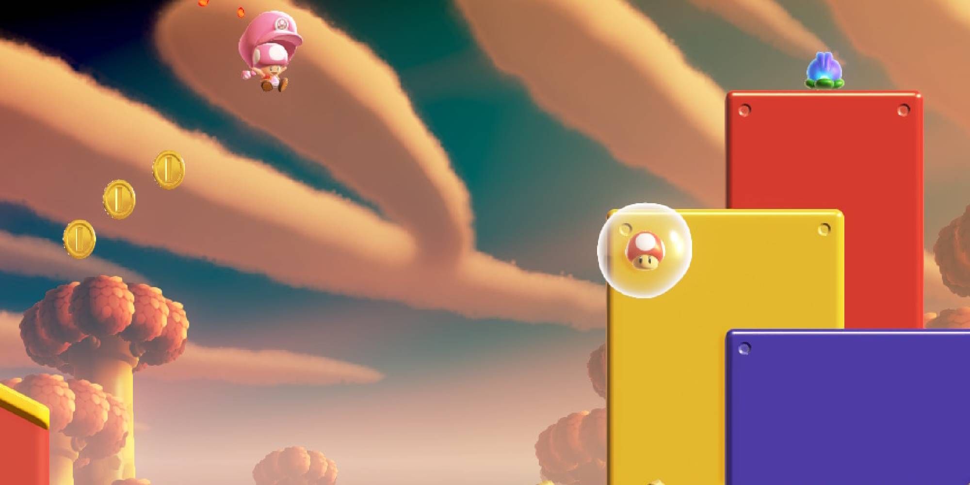 toadette gliding with parachute cap