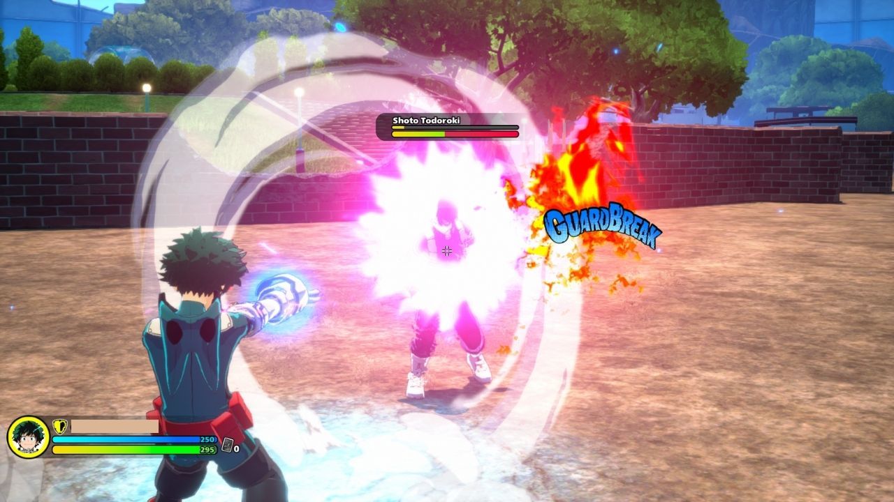 Breaking Todoroki's guard with a fully upgraded Delaware Smash.