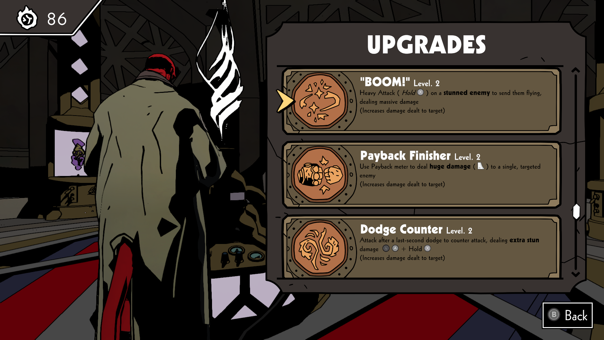 Hellboy's upgrades in Web of Wyrd.