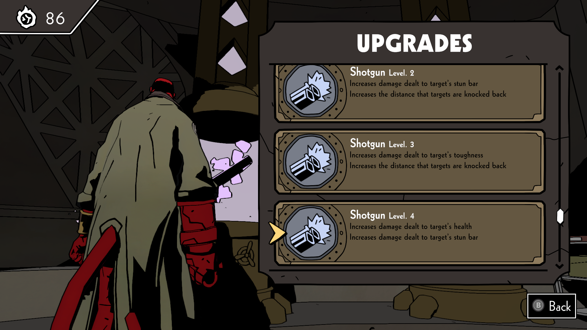 The shotgun's upgrades in Web of Wyrd.