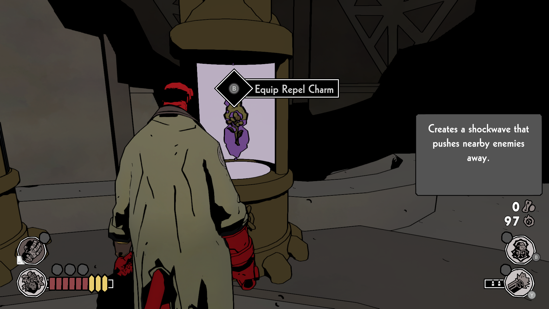 The Repel charm in Hellboy: Web of Wyrd.