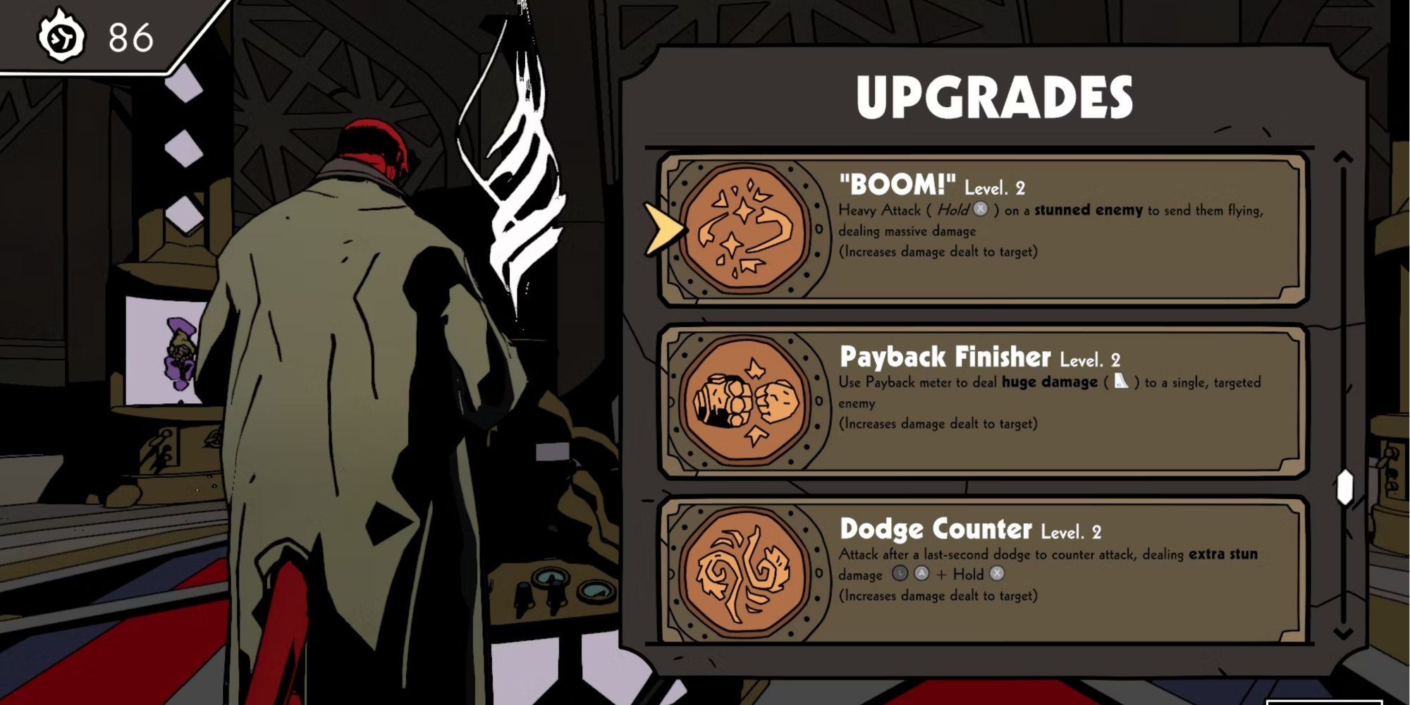 Hellboy's upgrades in Web of Wyrd.