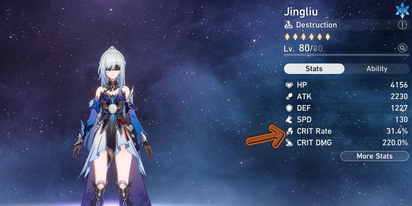 Honkai Star Rail Jingliu Crit Ratio
