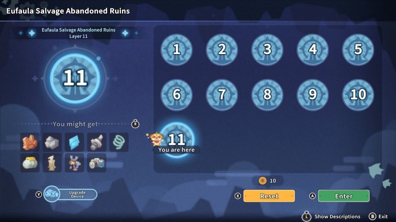 abandoned ruins floor selection in my time at sandrock mining guide