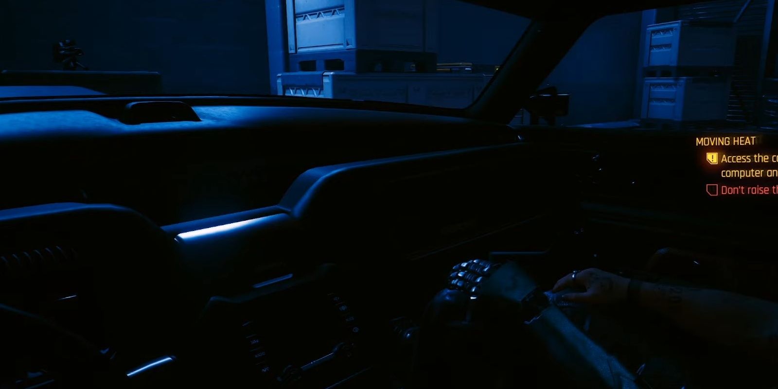 Inside the car in the Moving Heat quest in Cyberpunk 2077 Phantom Liberty