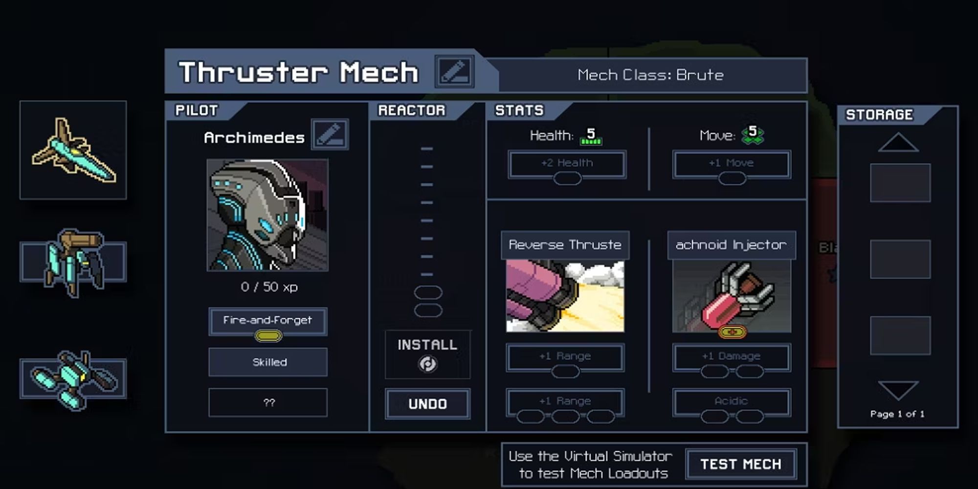 Into The Breach The Equipment Screen