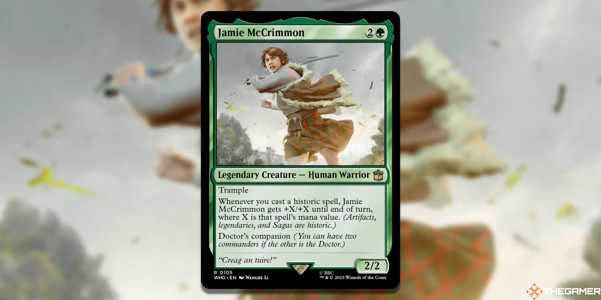 Image of the Jamie McCrimmon card in Magic: The Gathering, with art by Wangjie Li