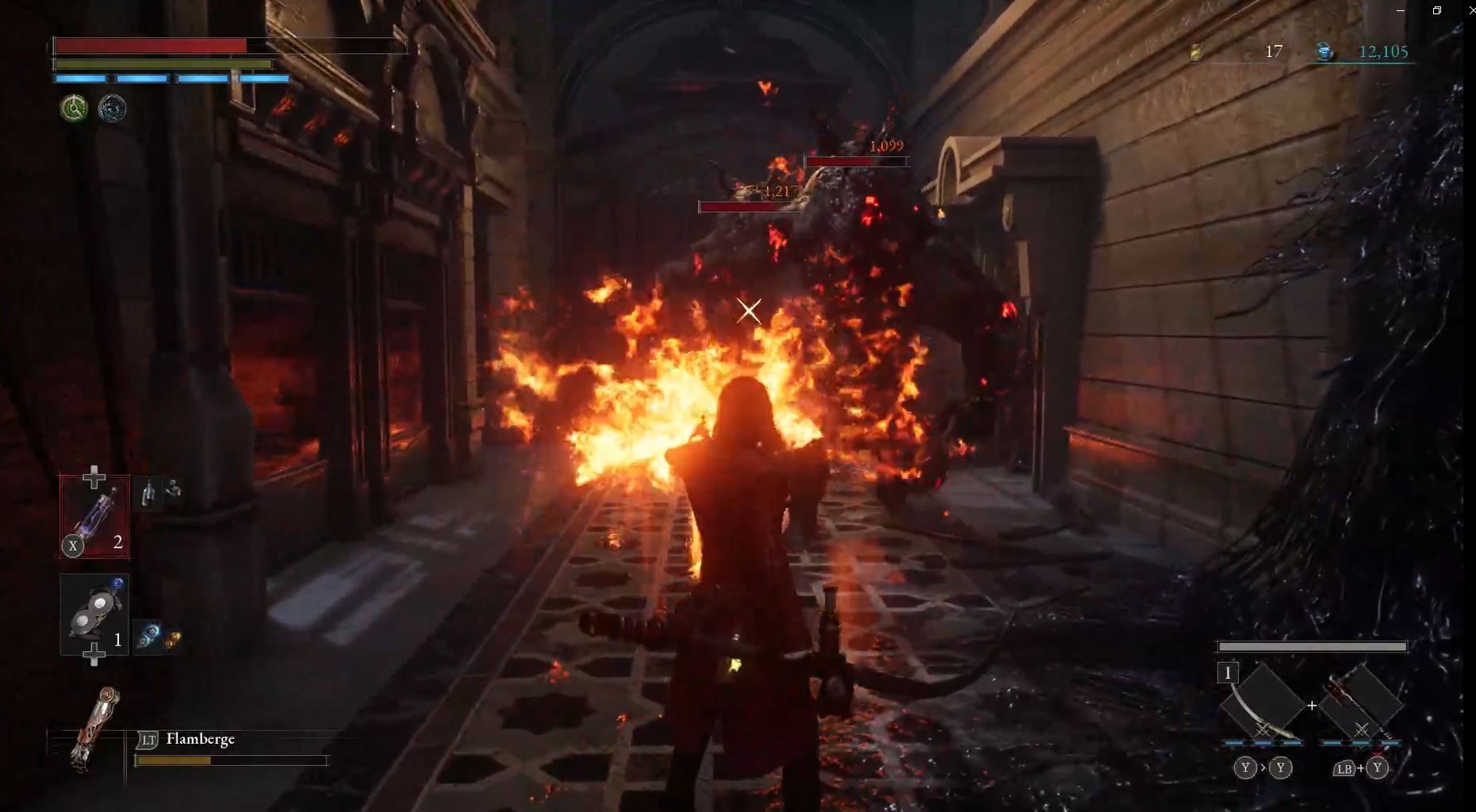 P uses wave of Flamberge on two giant carcasses in Lies of P