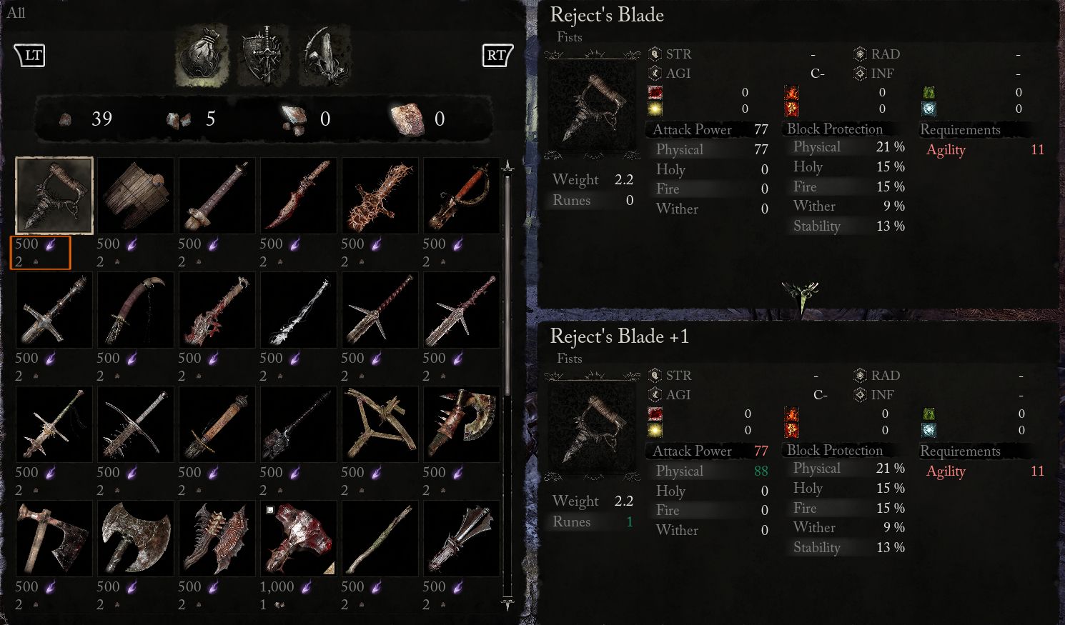 List of the weapons that can be upgraded in lords of the fallen