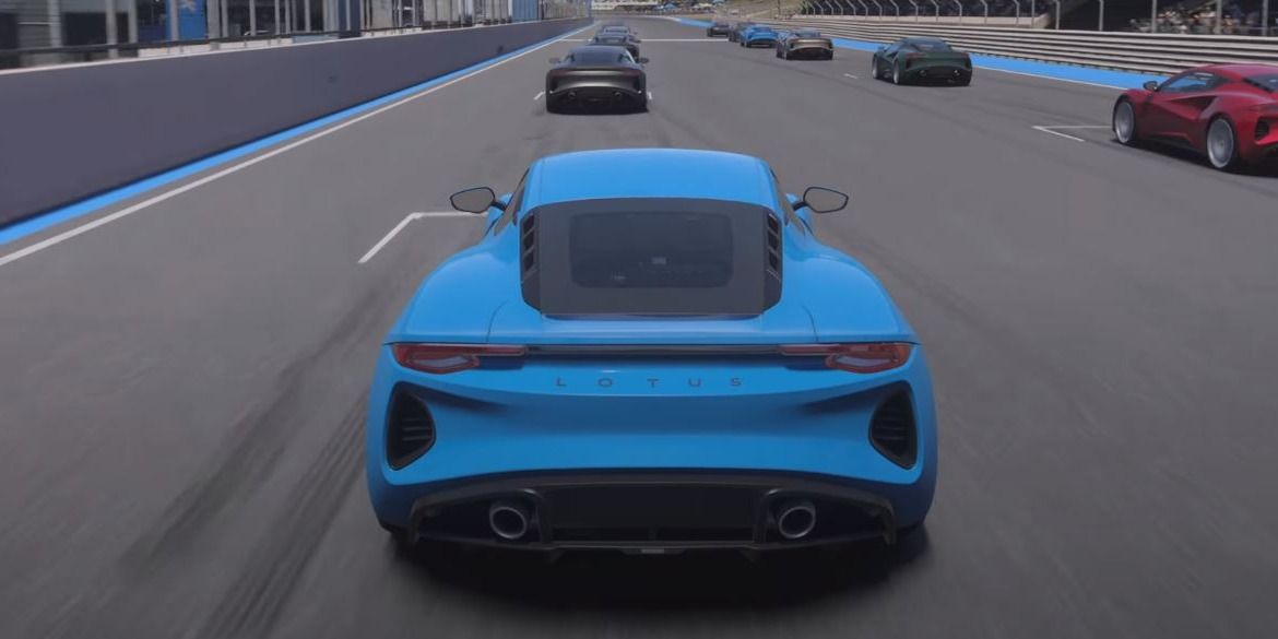 Lotus Emira 2023 racing in Forza Motorsport