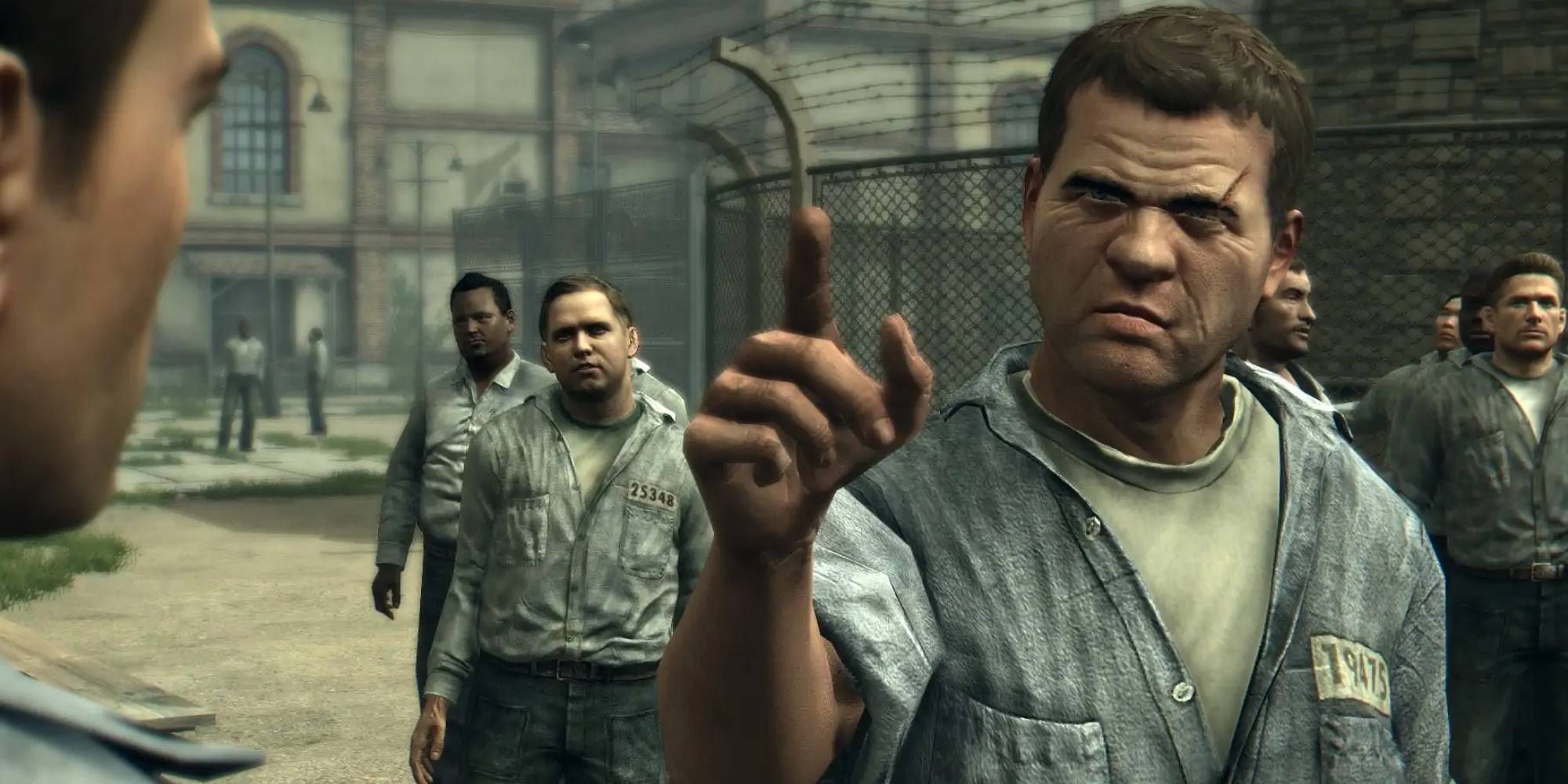 Brian O'Neill facing Vito in a prison yard in Mafia 2