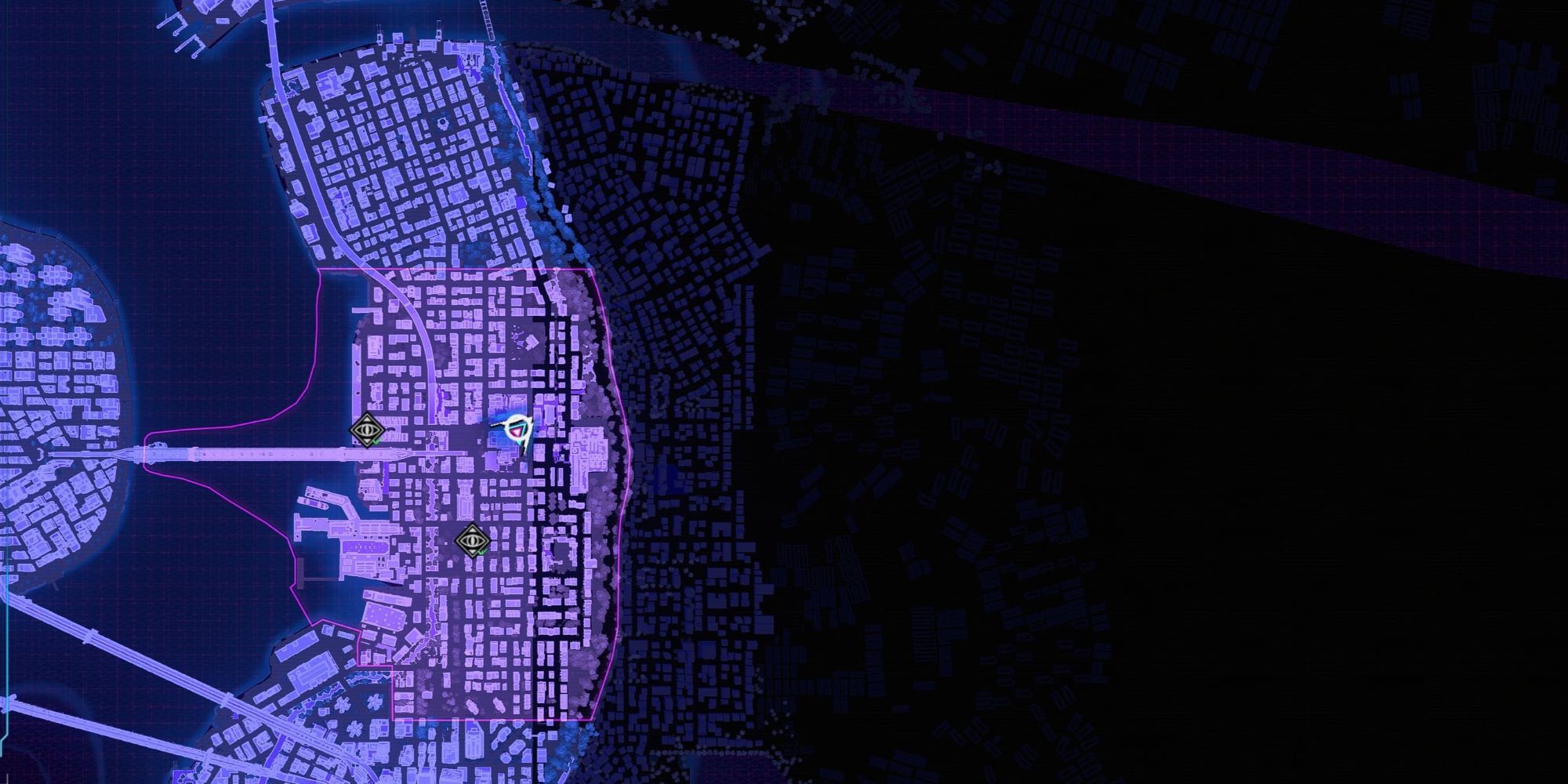 Marvel's Spider-Man 2 Map coordinates to Brooklyn Visions in Williamsburg near the perpendicular bridge