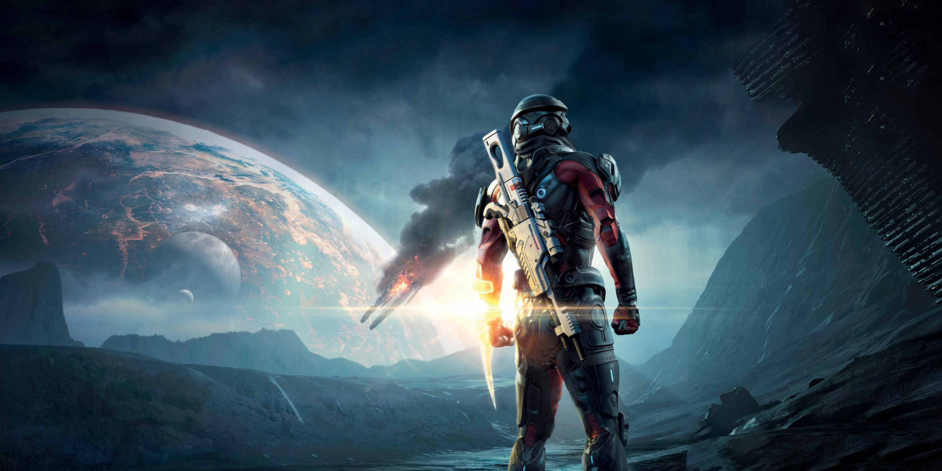 Mass Effect: Andromeda - The player watches a spaceship crash into a planet