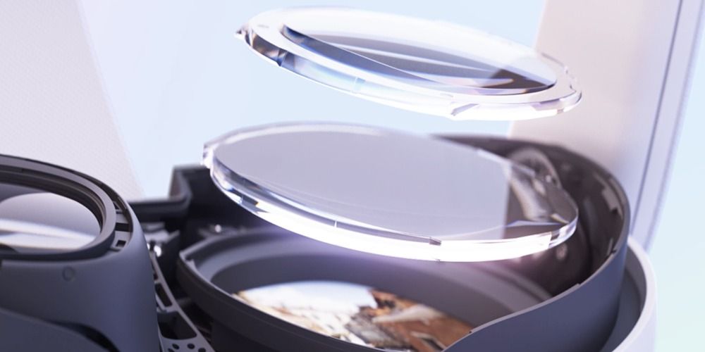 A close-up of the Meta Quest 3's new Pancake Lenses 