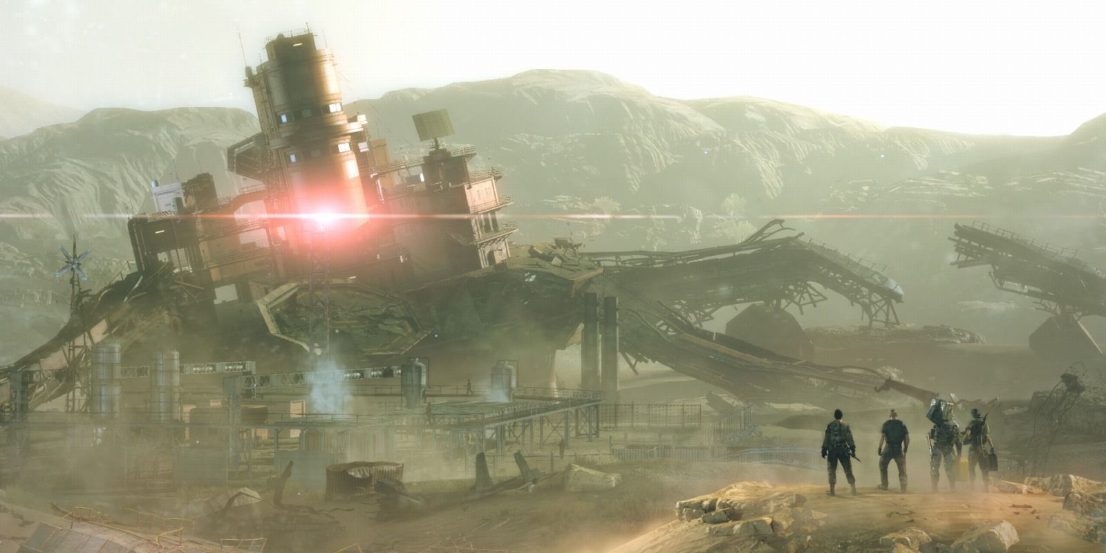 Metal Gear Survive - Four players take in the view of the wasteland