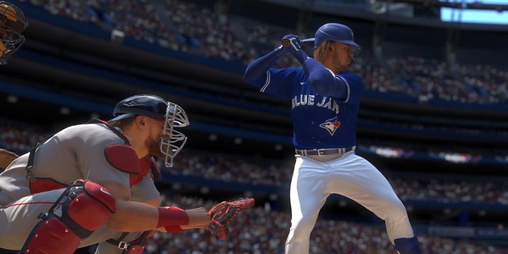 Vladimir Guerrero preparing to swing at an incoming pitch.