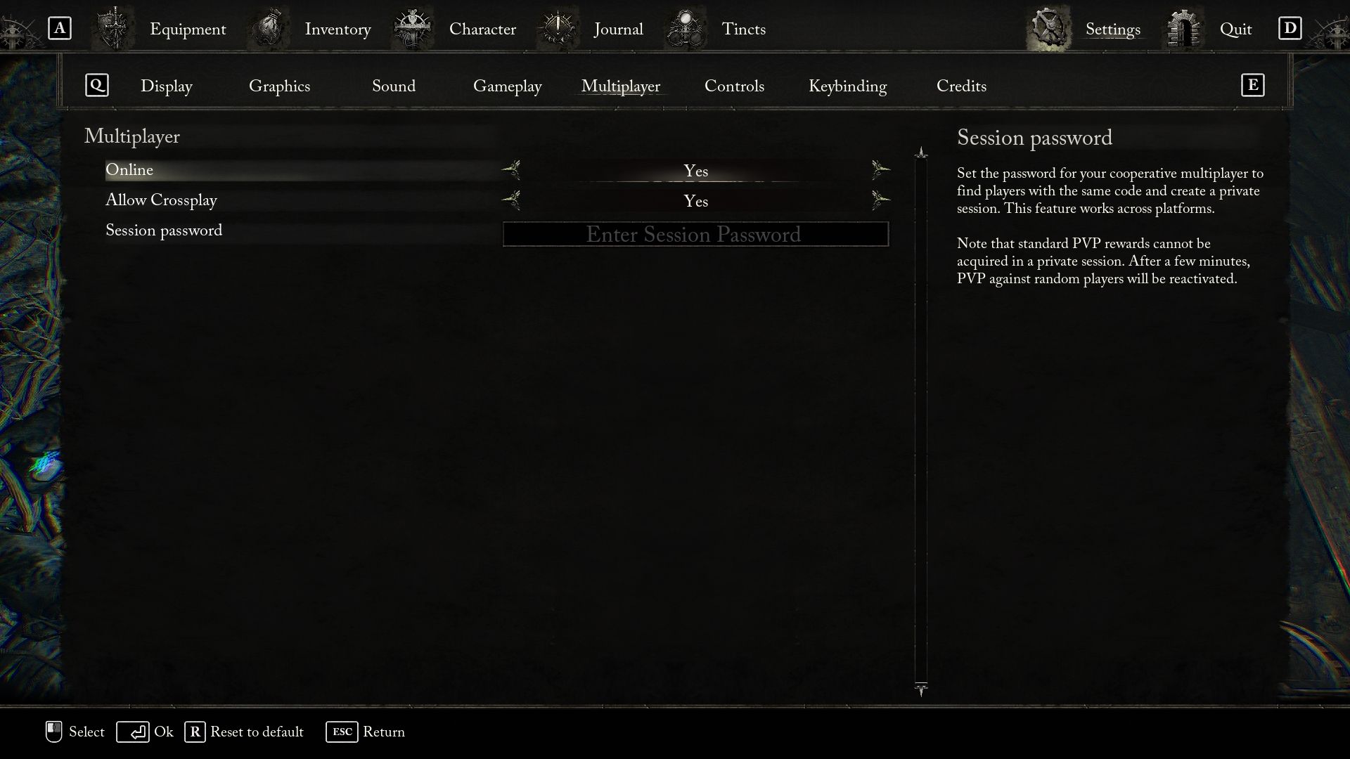 Multiplayer setting menu in Lords of the fallen 