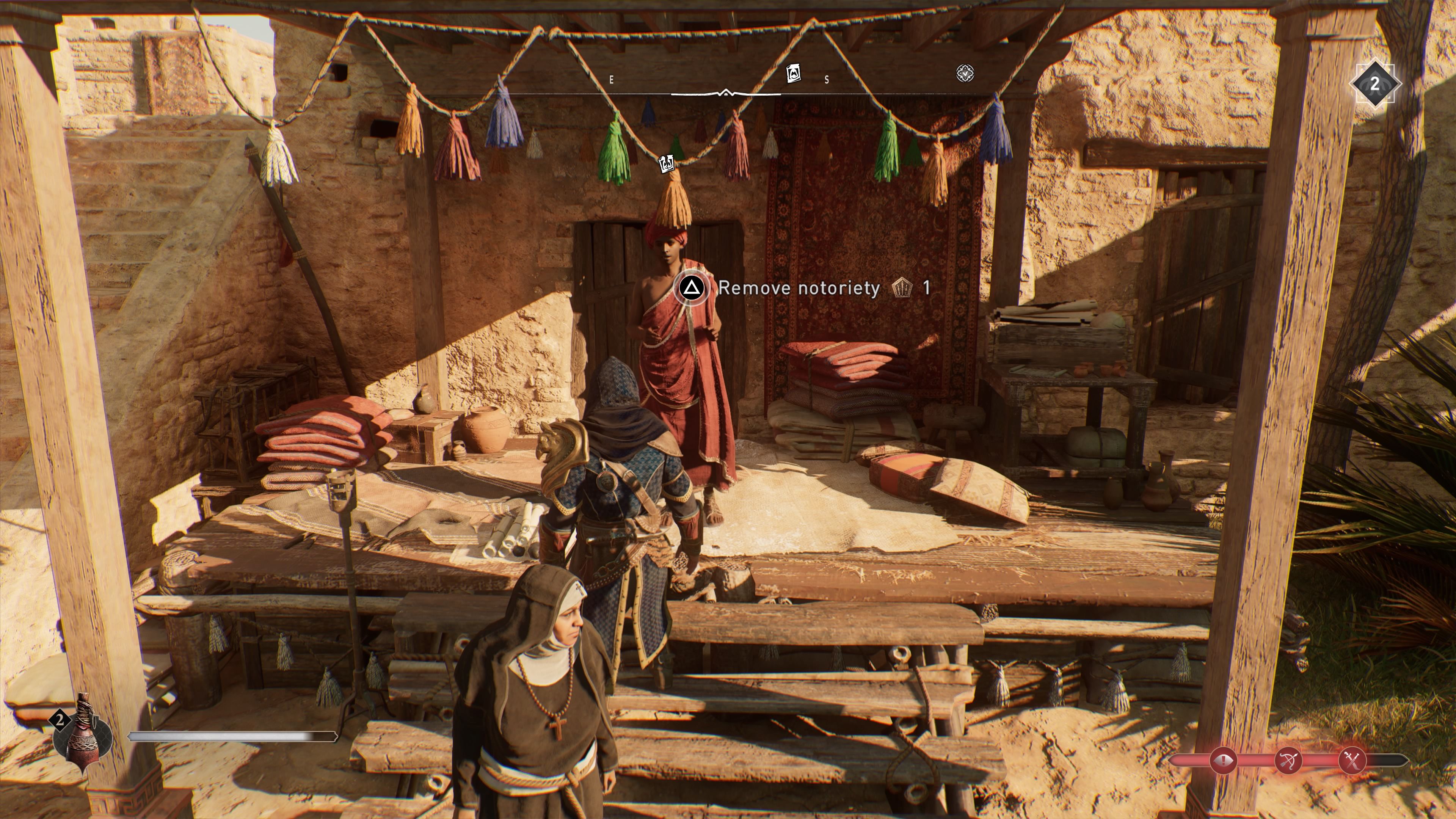 Basim approaching Mundai to remove Notoriety in Assassin's Creed Mirage