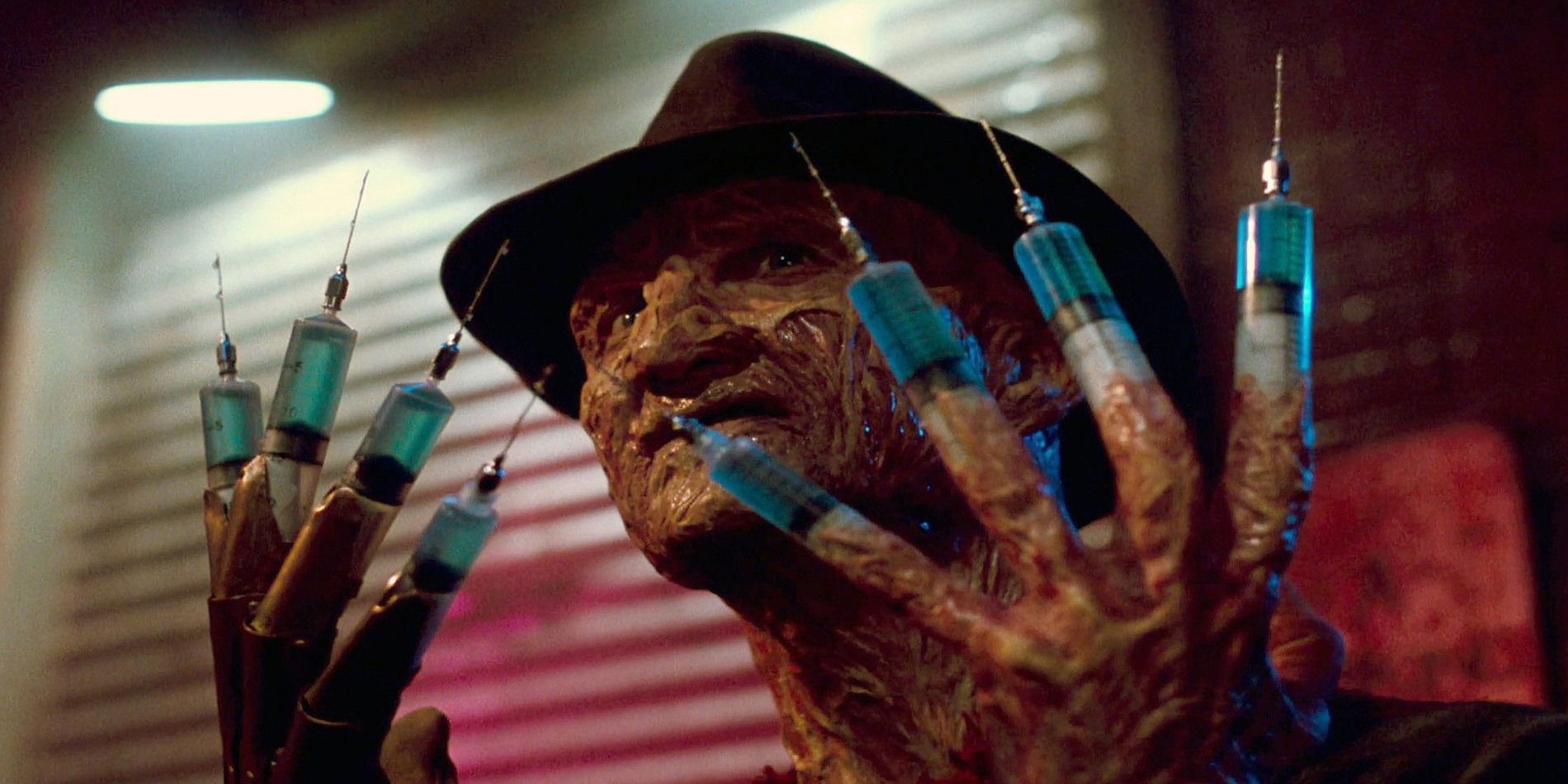 Freddy Kreuger from Nightmare on Elm Street 3 with syringes for fingers.