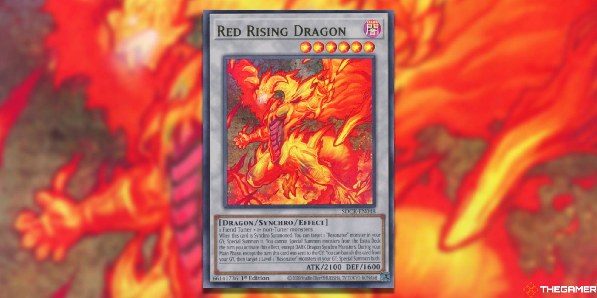 YGO Red Rising Dragon card and art background