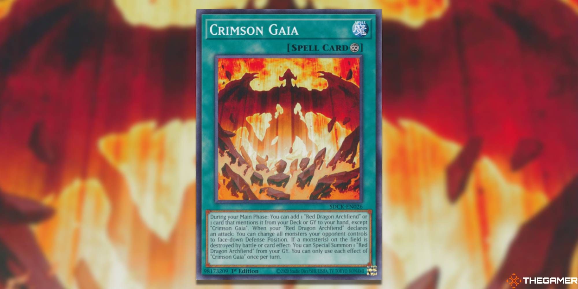 YGO Crimson Gaia card and art background
