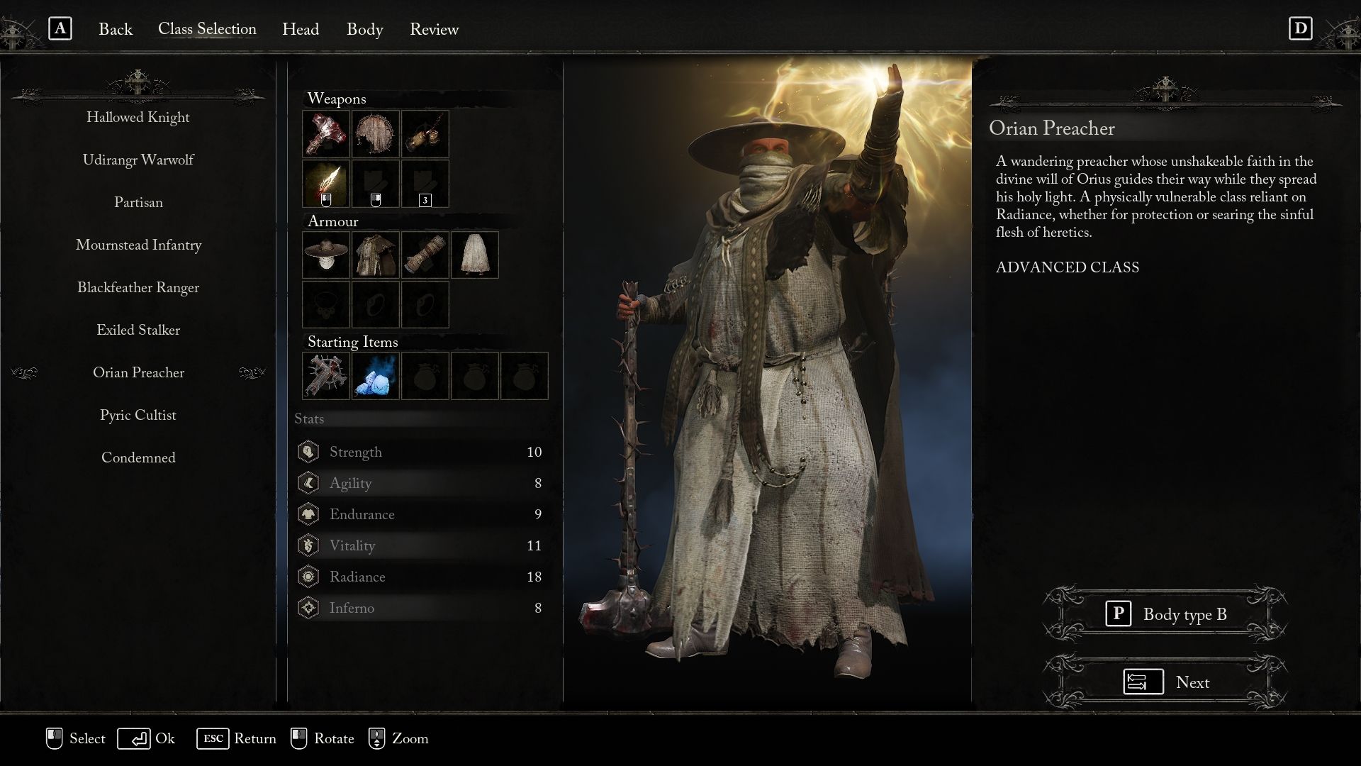 Orian Preacher class overview Lords of the Fallen