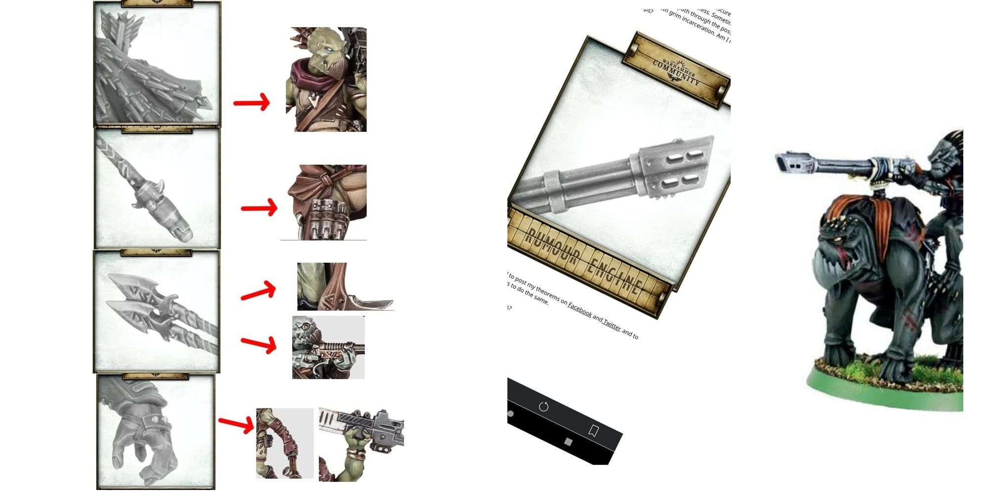 plastic warhammer parts next to kroot models